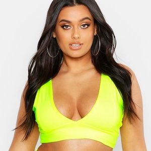 BooHoo Plus Size Lime Green Bikini Top XL